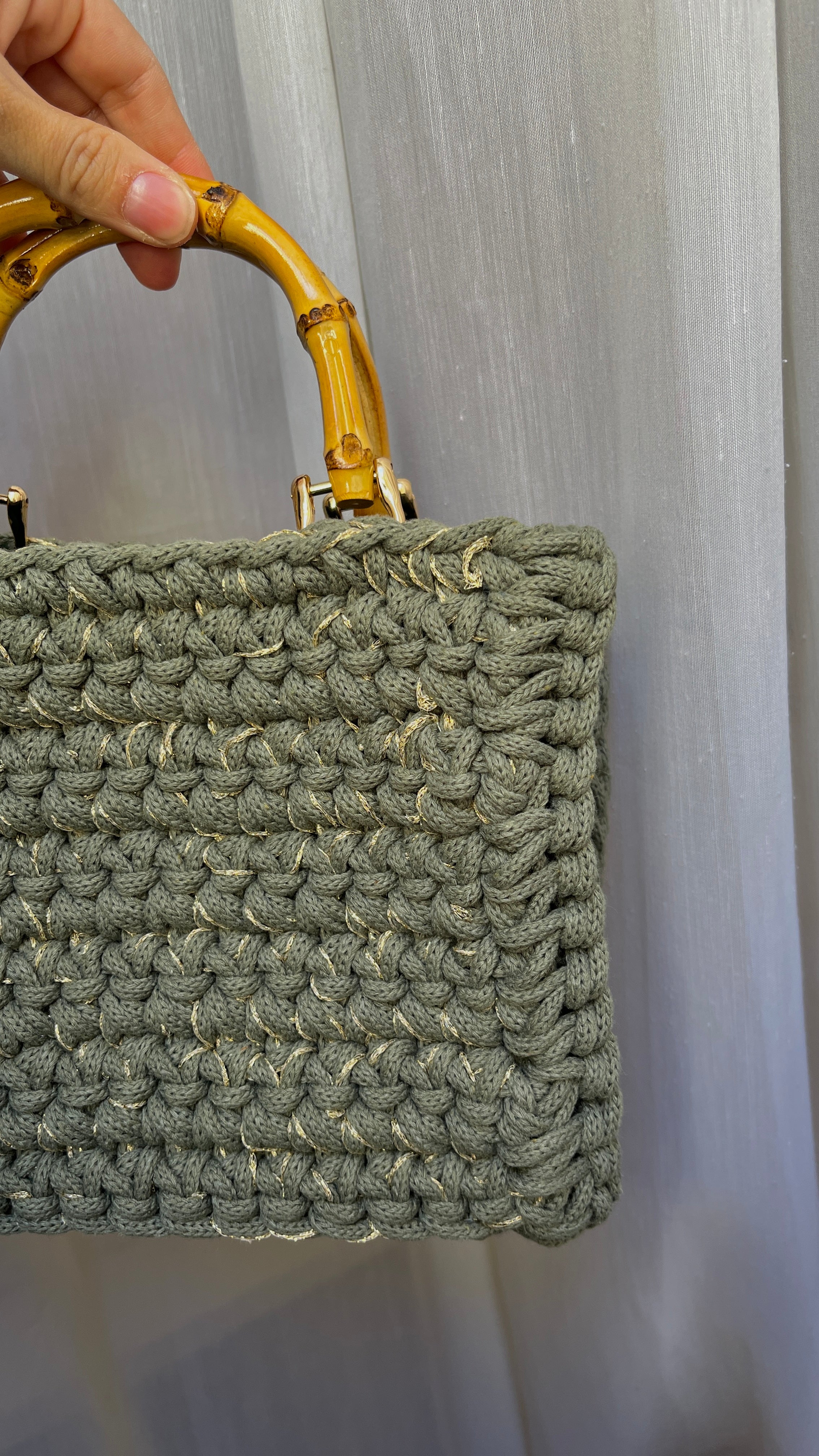 Bambù Verde militare Lurex Oro