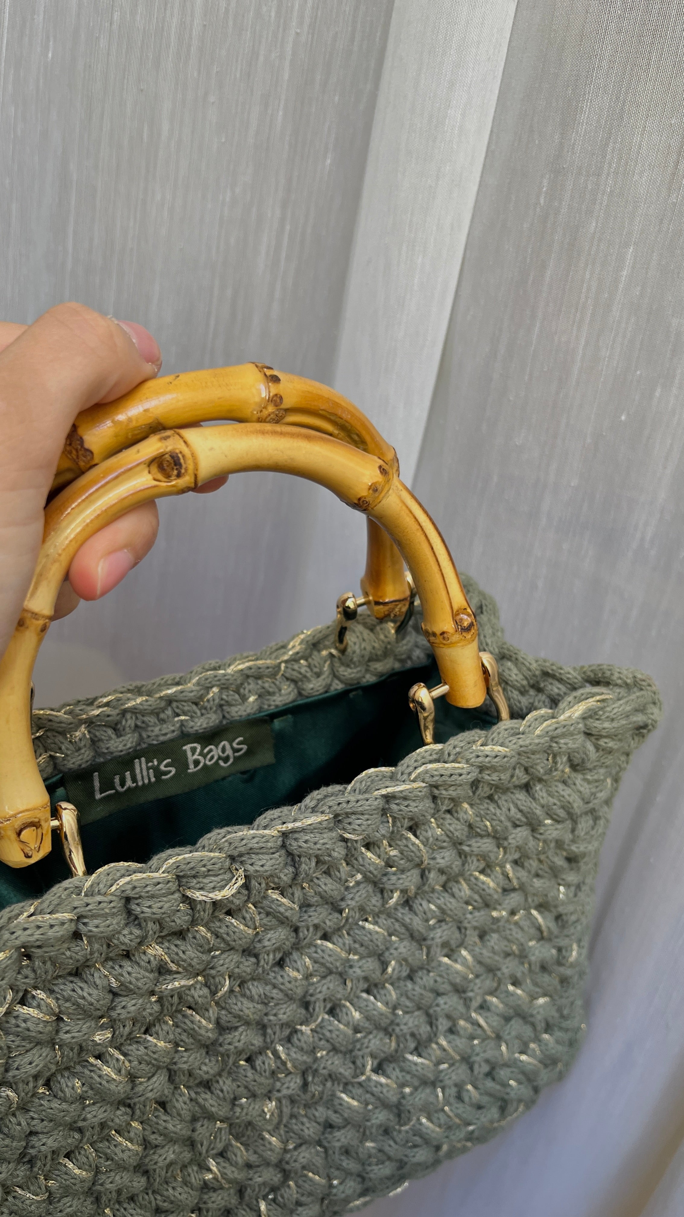 Bambù Verde militare Lurex Oro